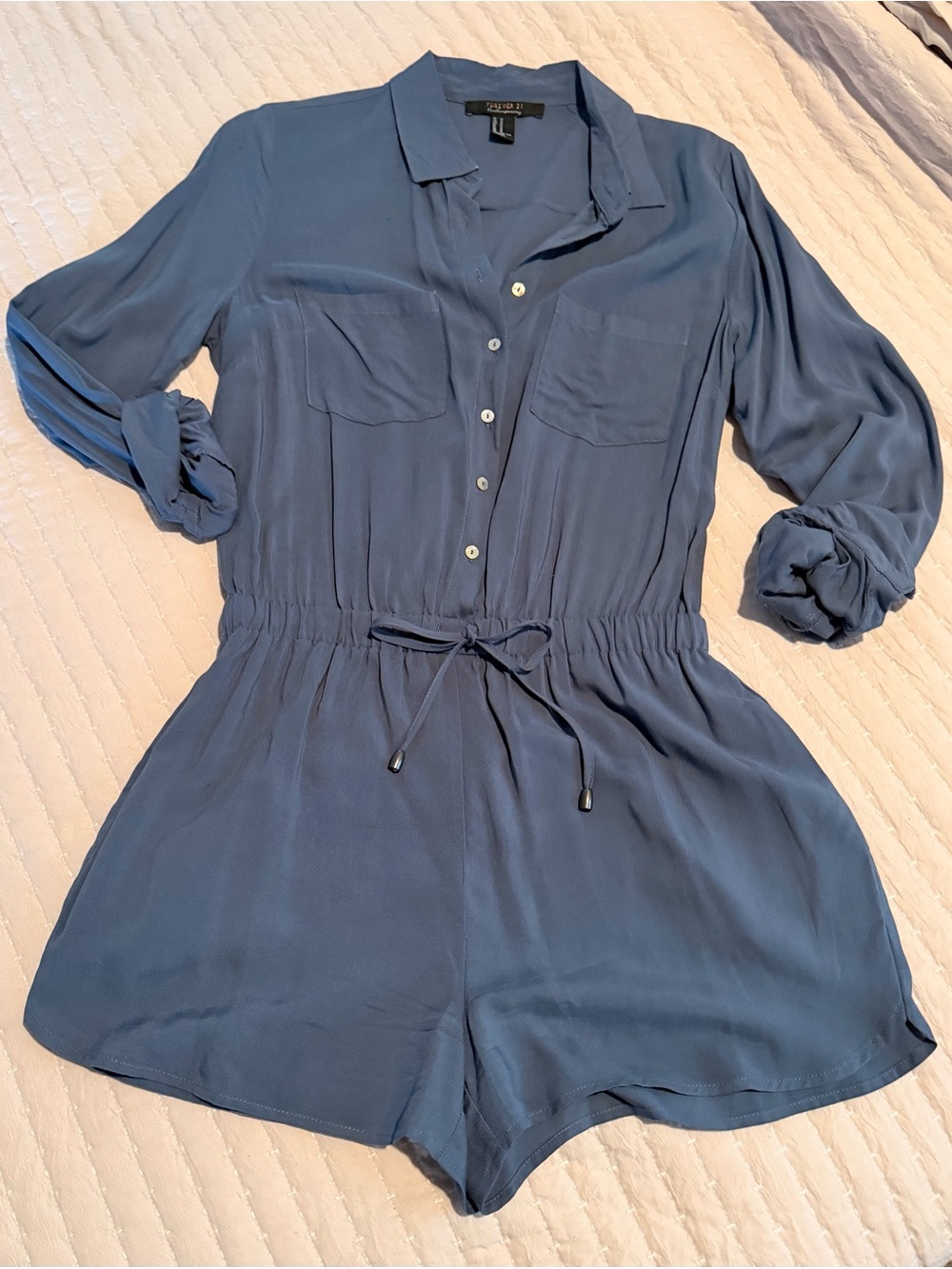 Button-Front Blue Romper